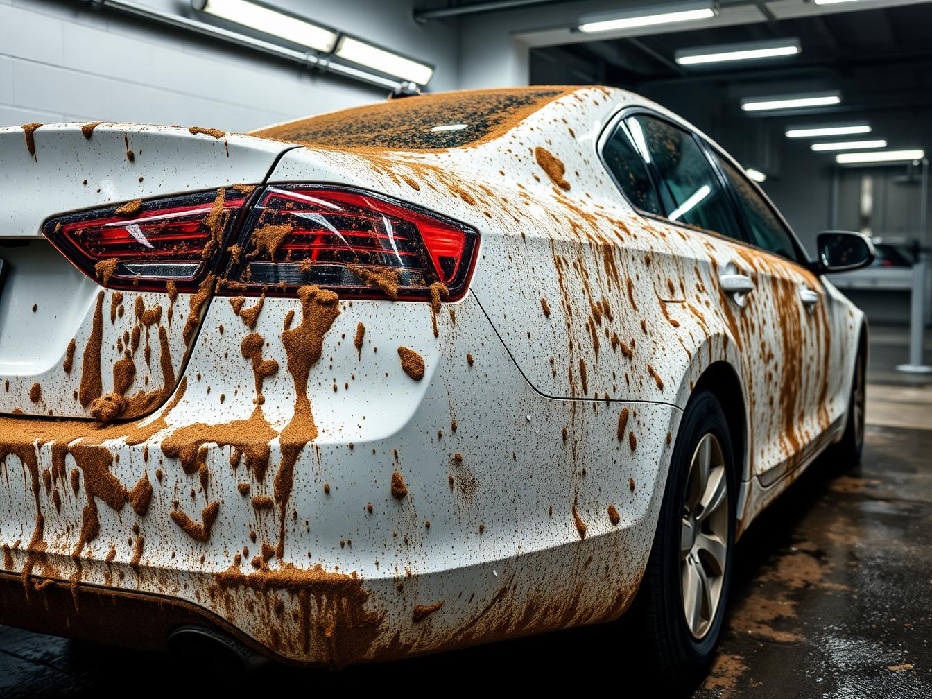 Carrozzeria sporca di fango prima del lavaggio esterno