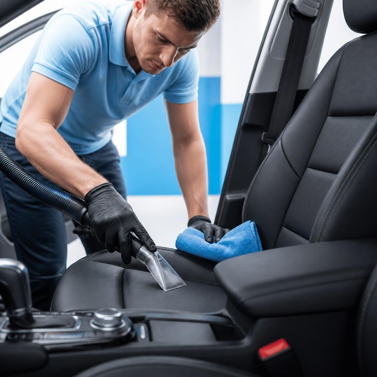 Pulizia professionale degli interni di un'auto